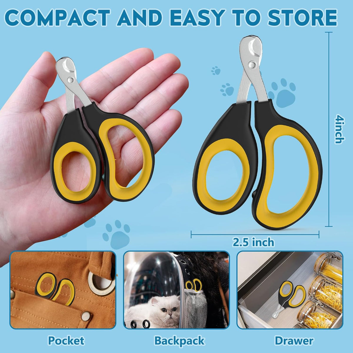 Cat Nail Clippers, Professional Pet Claw Clippers for Indoor Cats, Kittens, Small Dogs, Puppys