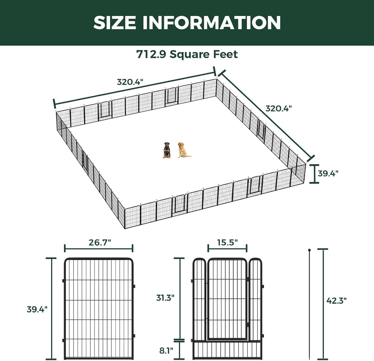 FXW Rollick Unleashed Dog Playpen for Indoor, Yard, RV Camping, 40 inch 48 Panels for Medium and