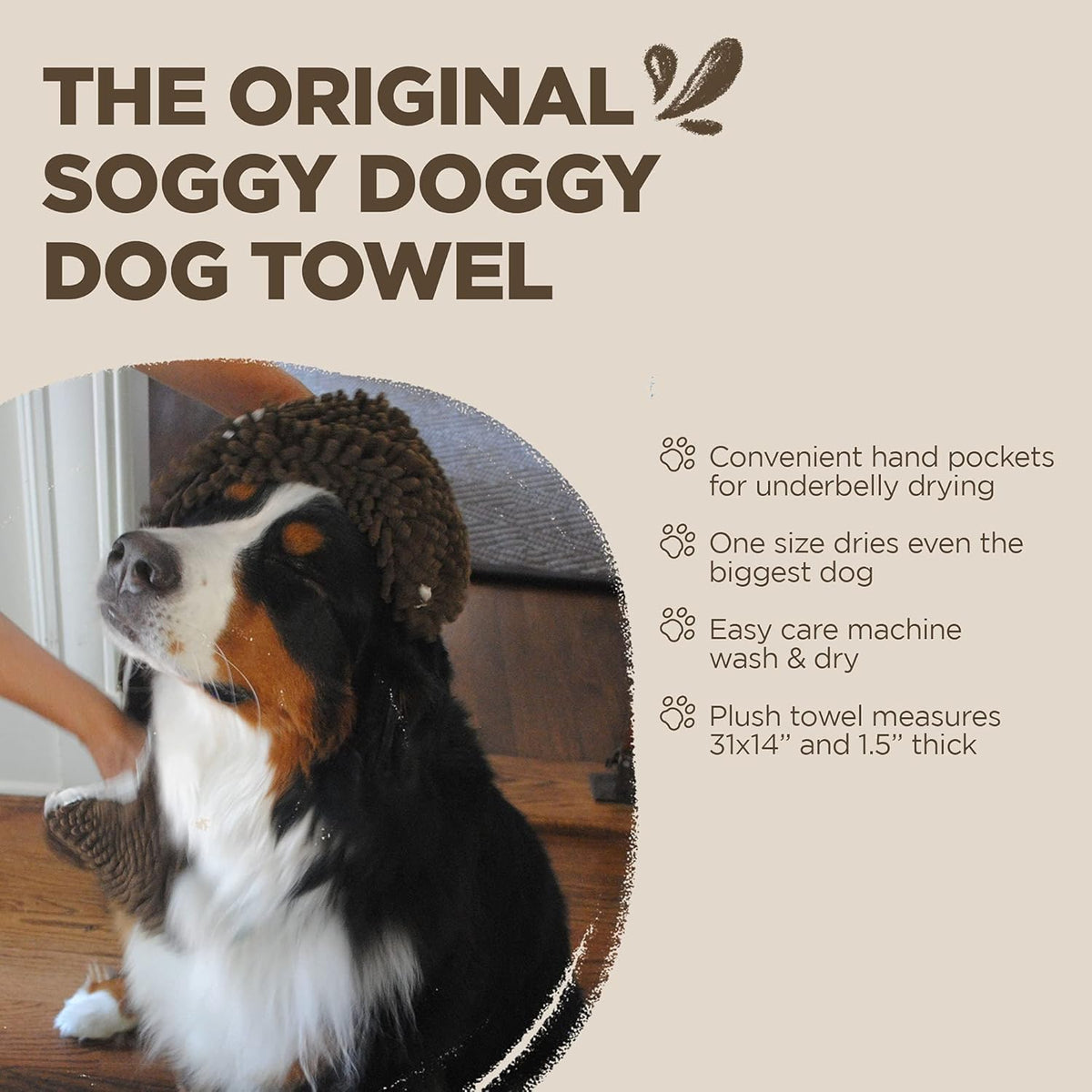 Soggy Doggy Super Shammy Dog Towel - Microfiber Chenille Towel for Drying Dogs and Cleaning Paws
