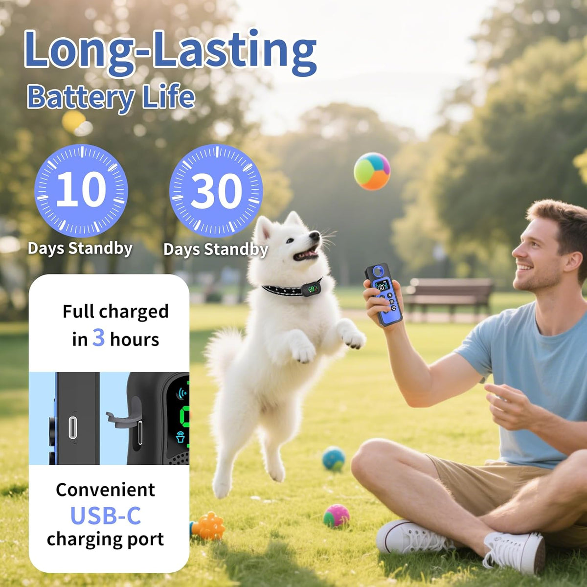 Dog Shock Collar/Medium/Small Dogs | Rechargeable Anti-Barking Training Collar,4900FT Dog Training