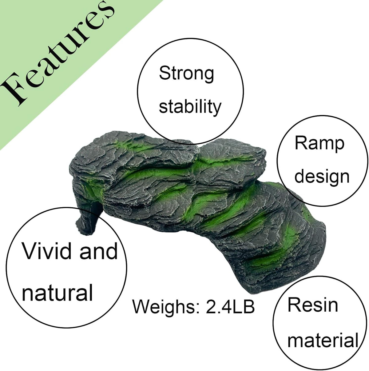 Resin Turtle Basking Platform,Turtles Rock Dock Climbing Ramp Cave Hideout Decor Reptile Terrariums