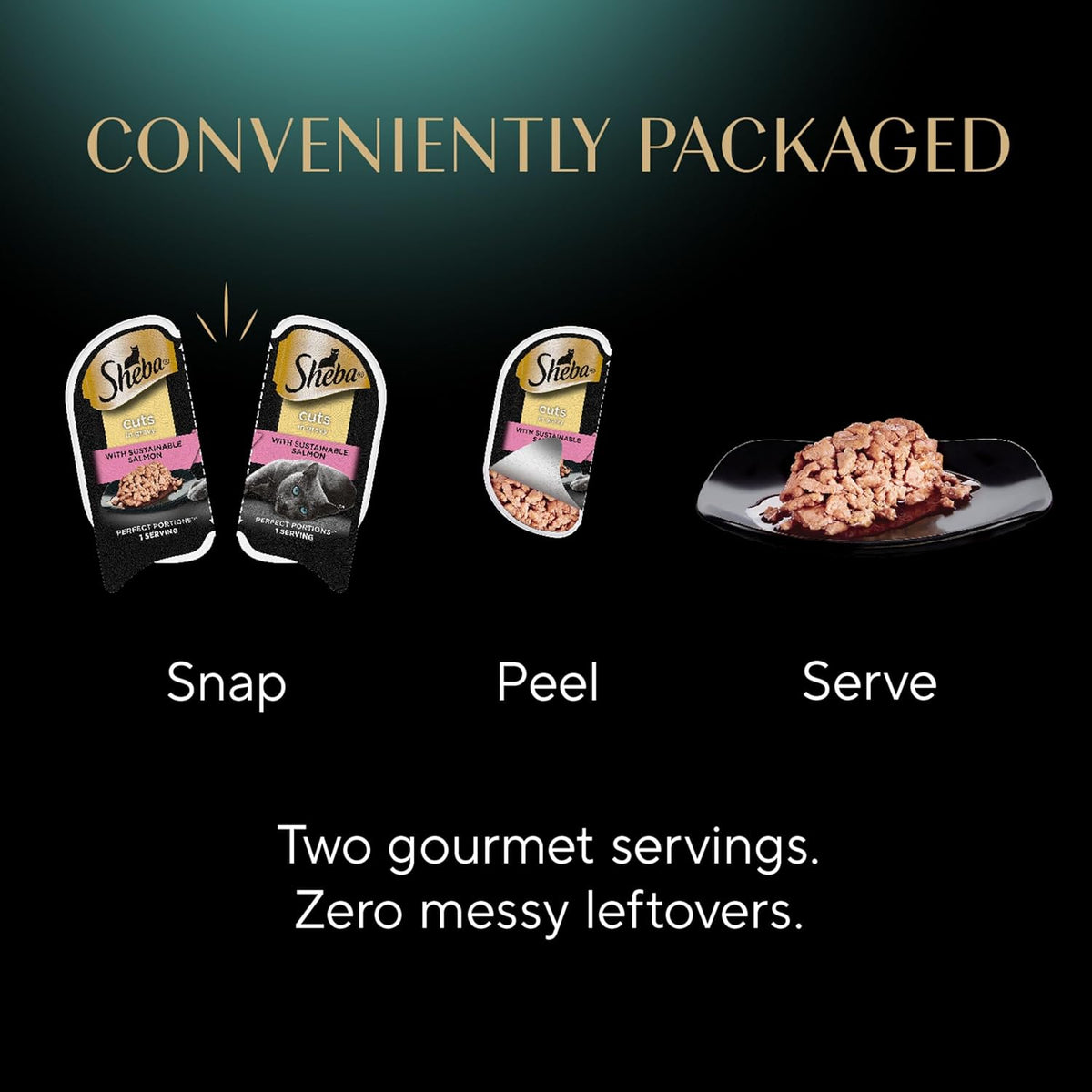 Sheba Perfect Portions Wet Cat Food Cuts in Gravy Variety Pack, with Sustainable Salmon, Tender