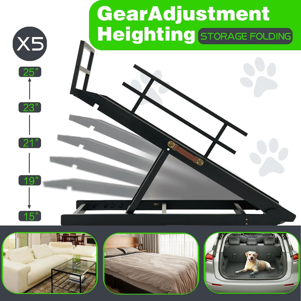 Dog Ramp for Bed, Dog Stairs for Small and Large Dogs, Portable Dog Steps for Bed, Couch, Car