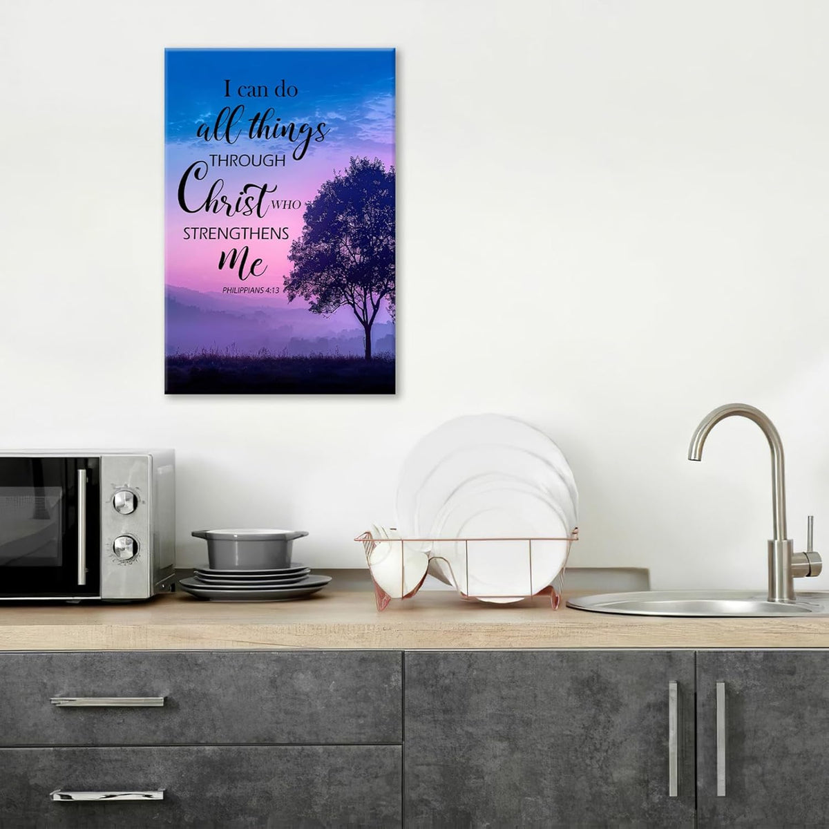 Christian Tree Wall Art I Can Do All Things Canvas Wall Decor Prints Framed Painting Purple