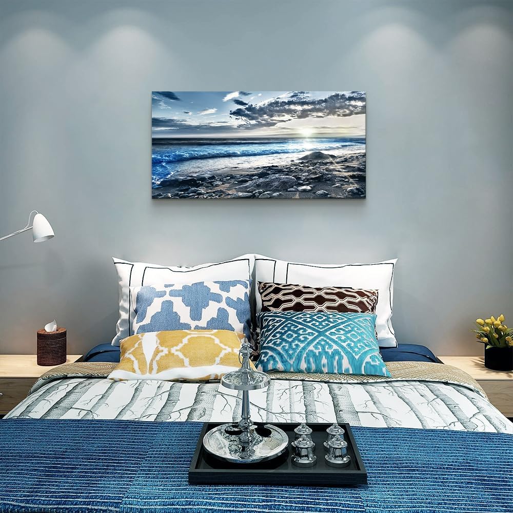 Wall Art For Living Room Wall Decor For Bedroom Large Size Poster Blue Beach Sun Ocean Landscape