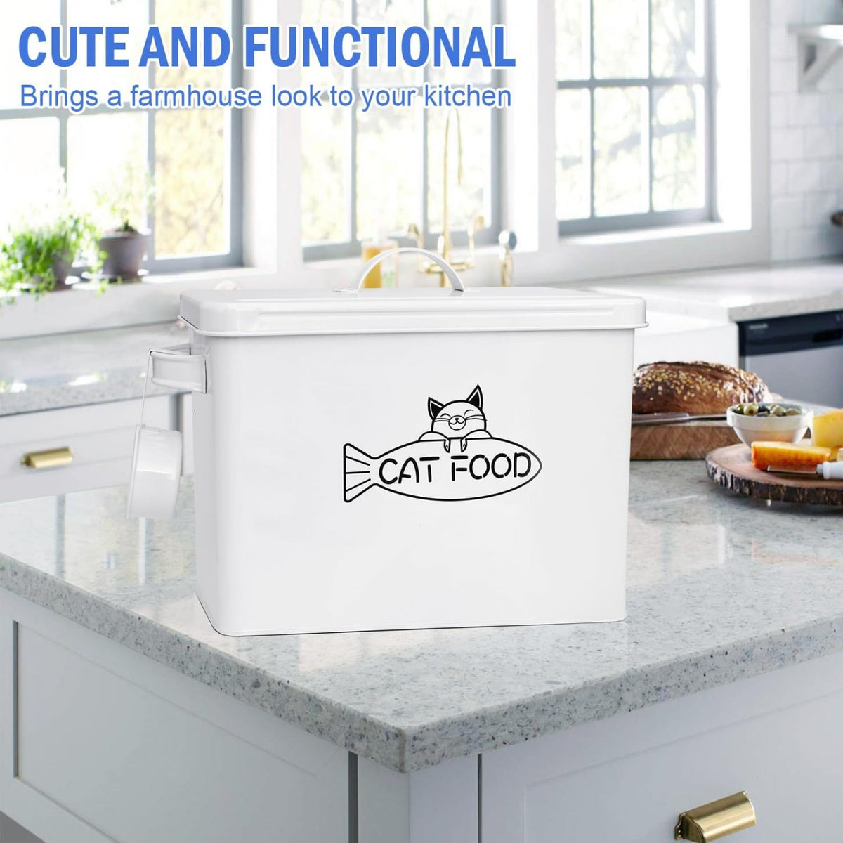 Large Dog and Cat Food Storage Container, Farmhouse Pet Food Storage Containers with Lid and Dry