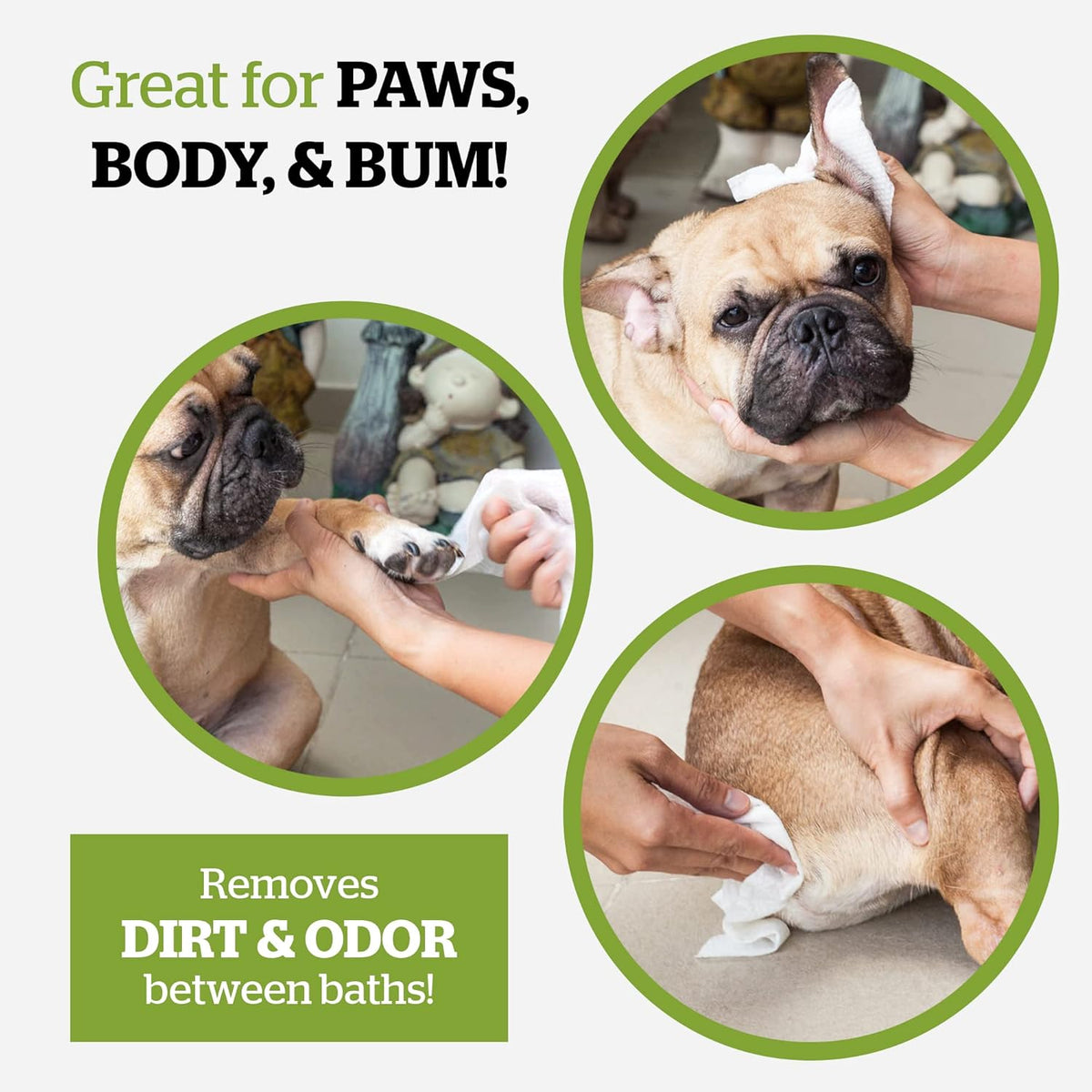 Pogi’s Dog Grooming Wipes – Hypoallergenic Pet Wipes for Paws, Body & Butt – Cleaning & Hydrating