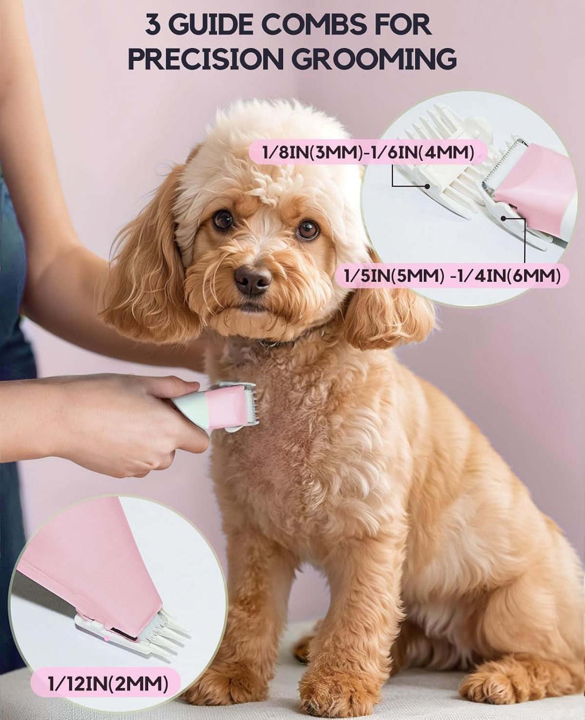 Dog Clippers Grooming Kit, 4 in 1 Quiet Cordless Dog Paw Trimmer & Nail Grinder, Small Cat Clippers