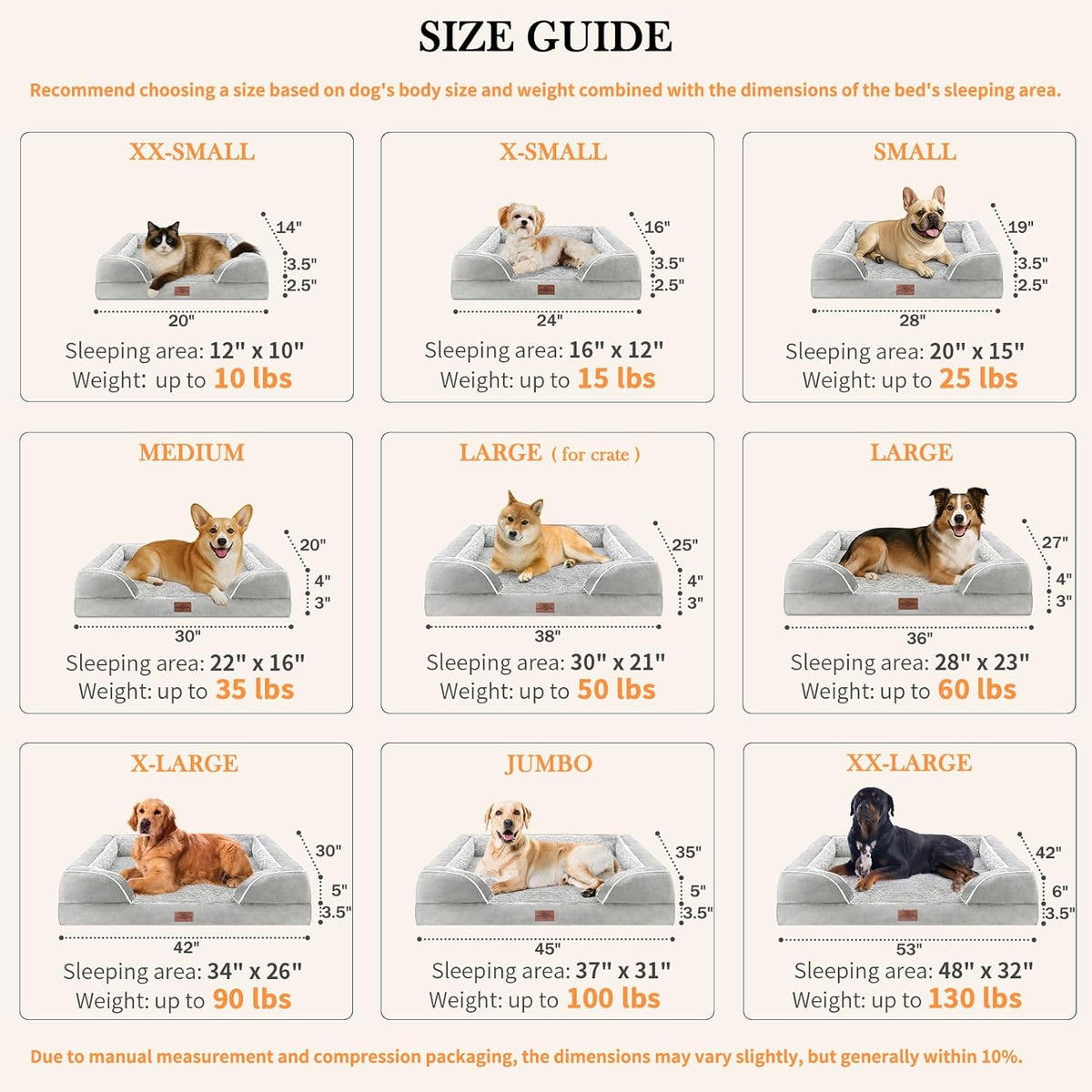 Comfort Expression Medium Dog Beds Waterproof Orthopedic Foam Dog Sofa Beds for Medium Large Dogs