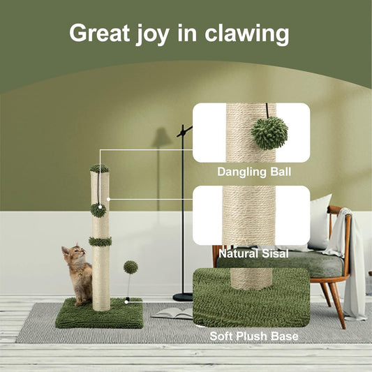 MECOOL Cat Scratching Post Premium Basics Kitten Scratcher Sisal Scratch Posts with Hanging Ball