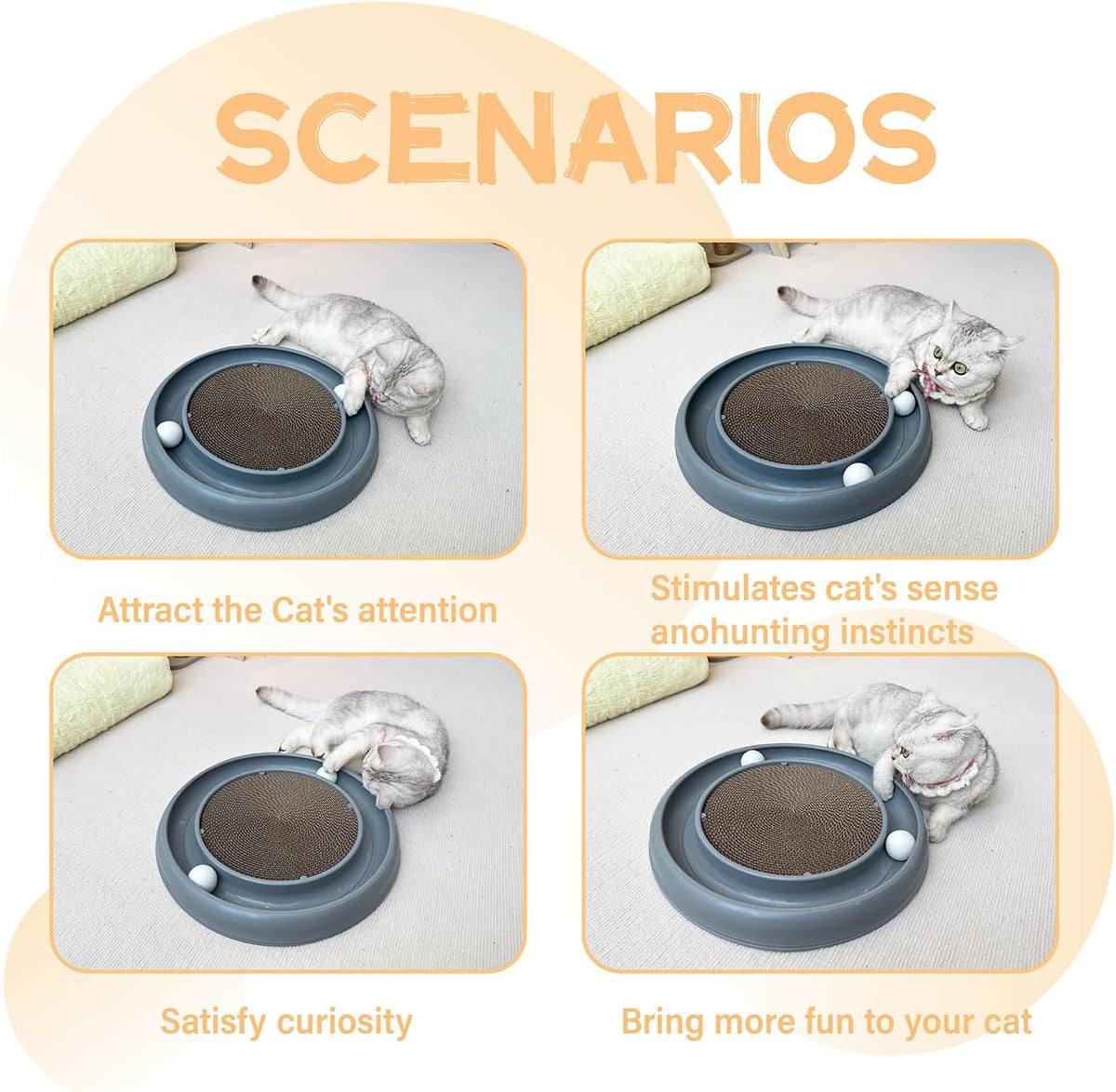 Interactive Cat Ball Track Toy for Indoor Cats, Cat Scratching Board & Exercise Set for Bored