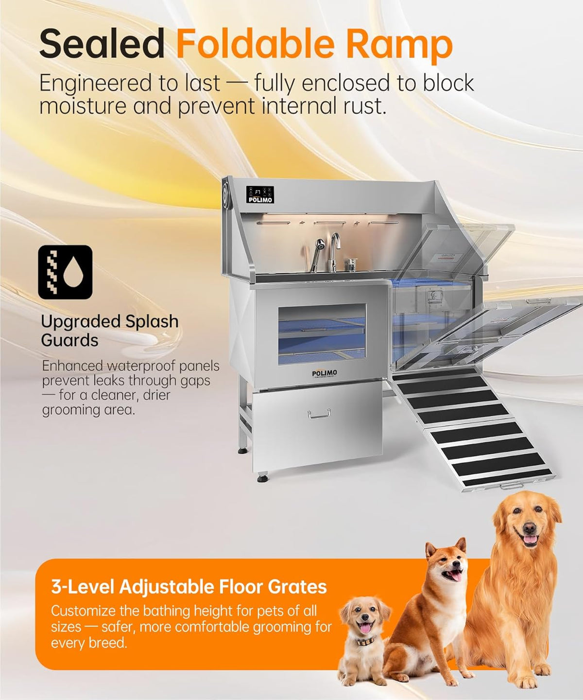polimo Dog Wash Station with Pet Dryer & LED, Professional Dog Bathing Station for Large, Medium &