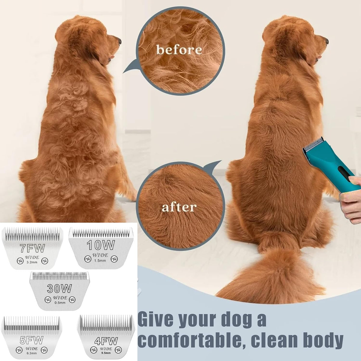 3PCS Wide Blades for Dog Grooming Blades Compatible with Andis,Oster A5,Wahl km10 Dog Clippers