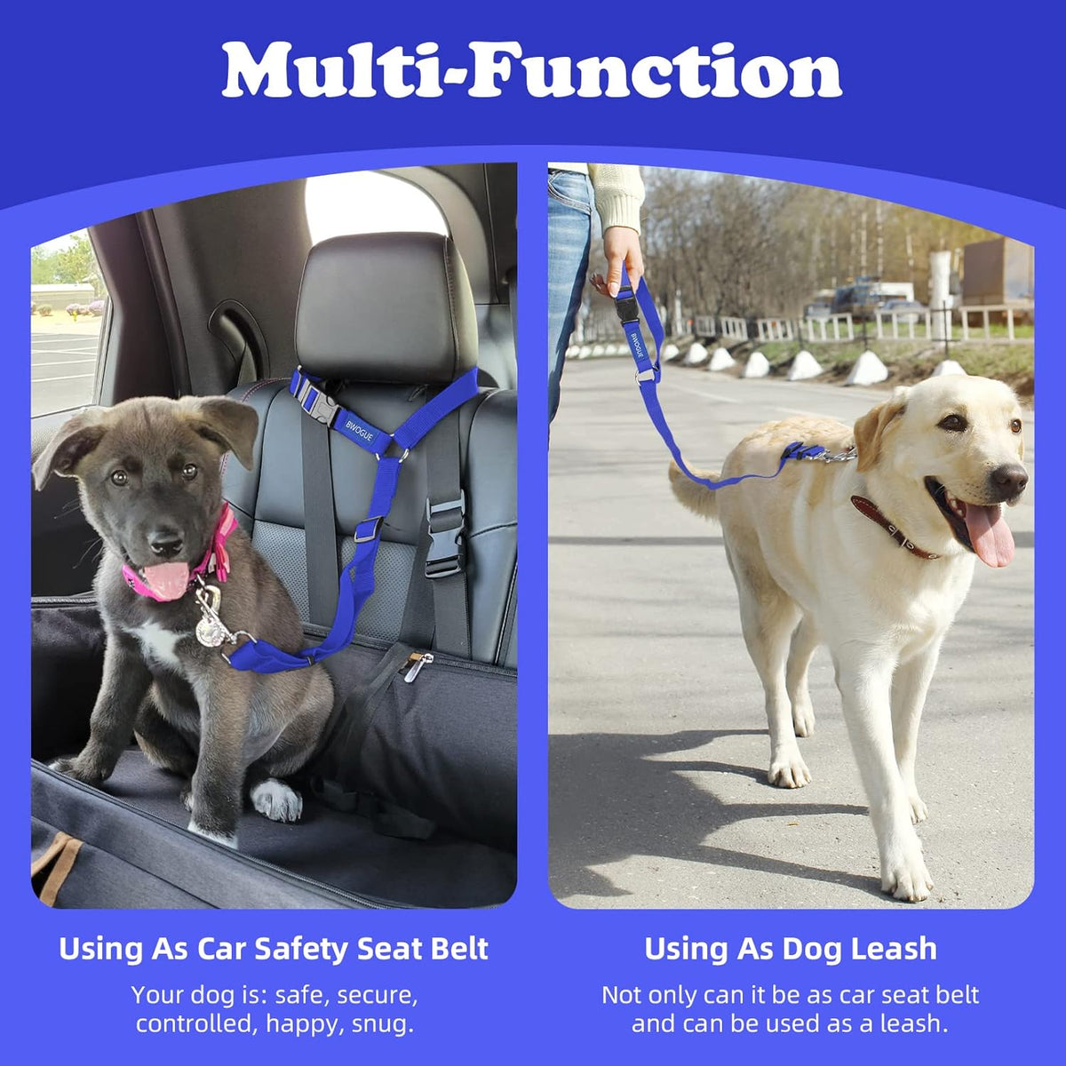 BWOGUE Pet Dog Cat Seat Belts, Car Headrest Restraint Adjustable Safety Leads Vehicle Seatbelt