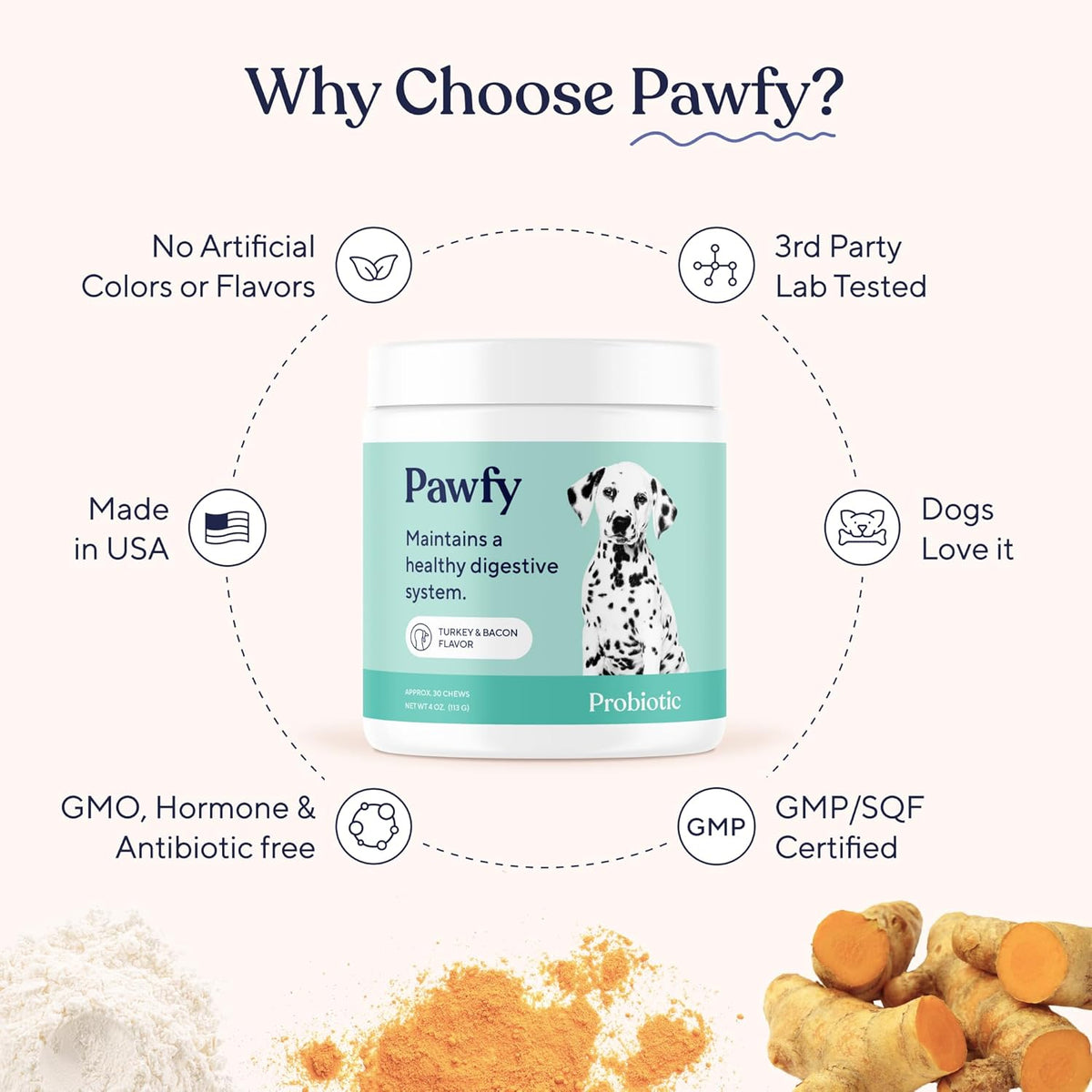 Pawfy Probiotics for Dogs | Supports Digestive Health, Diarrhea for Small and Large Dogs | Improves