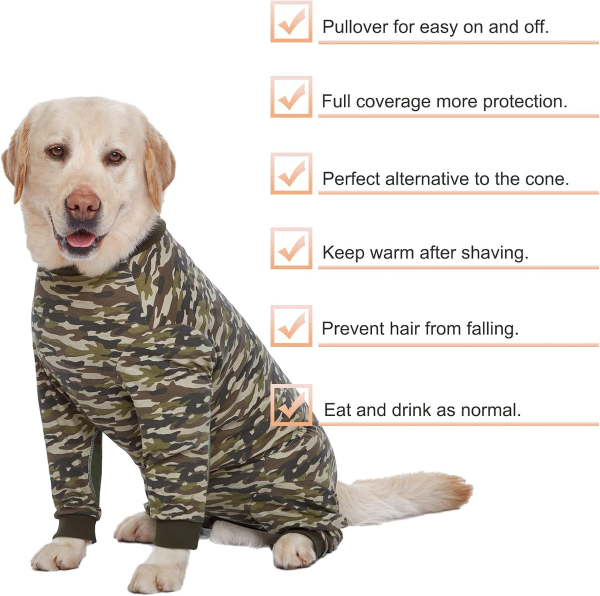 Yeapeeto Dog Onesie Surgery Recovery Suit for Large Medium Bodysuit Dogs Pajamas PJS Full Body for