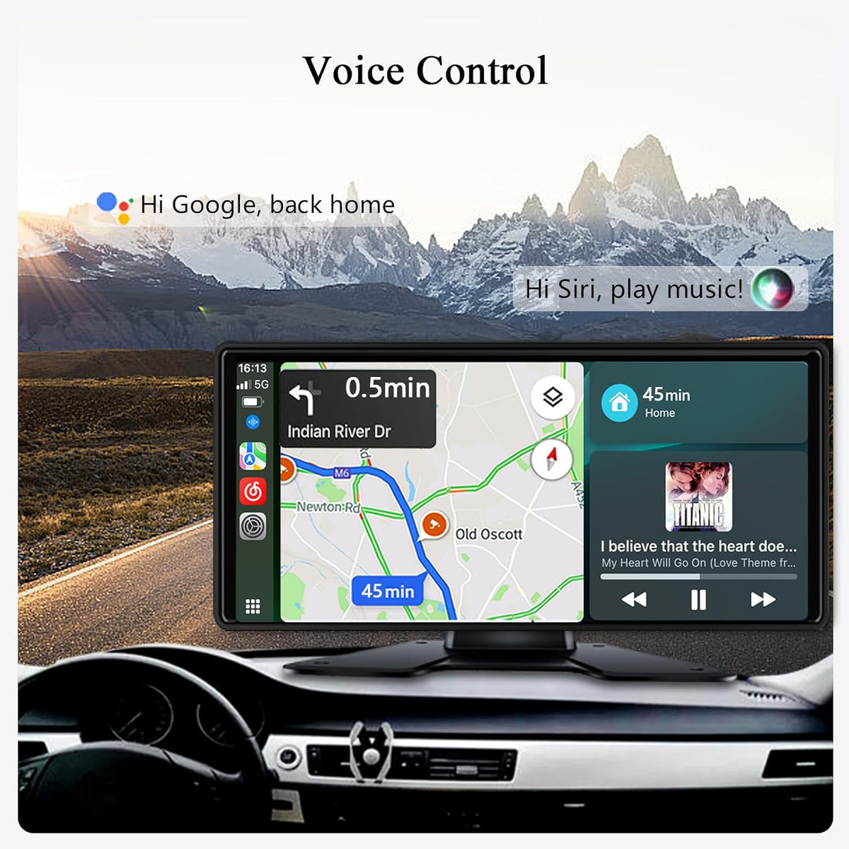 RV Backup Camera with Carplay Android Auto for RV Horse Trailer Semi Box Truck,1080P HD 4 Splits