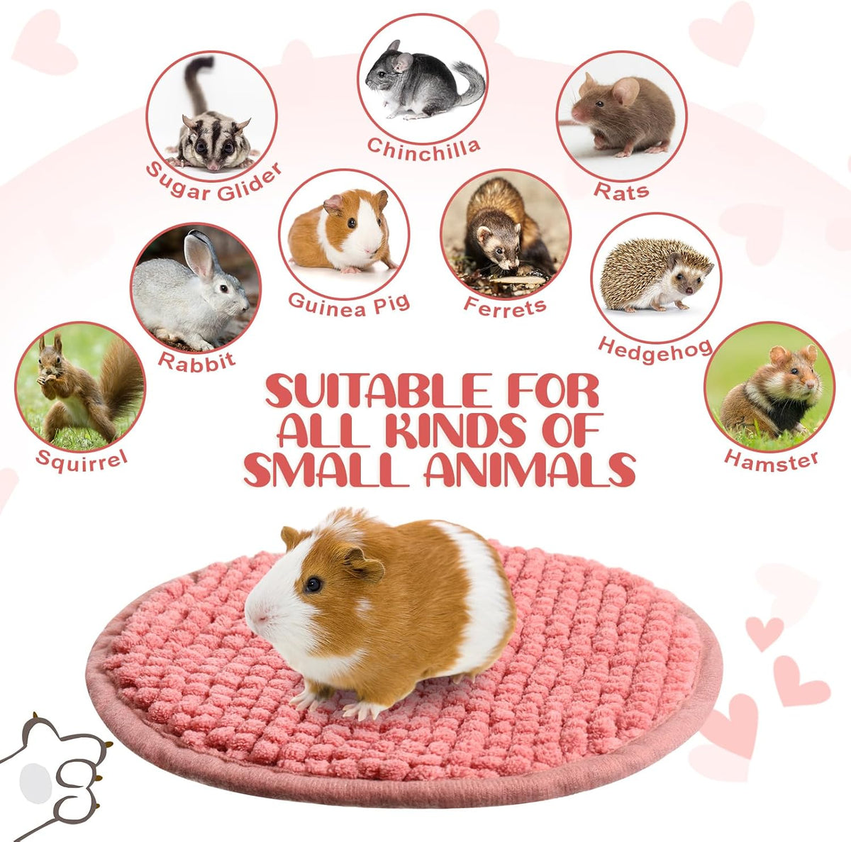 Amylove 4 Pcs Guinea Pig Cage Liner Guinea Pig Bedding Washable Fleece Pee Pads Reusable Small