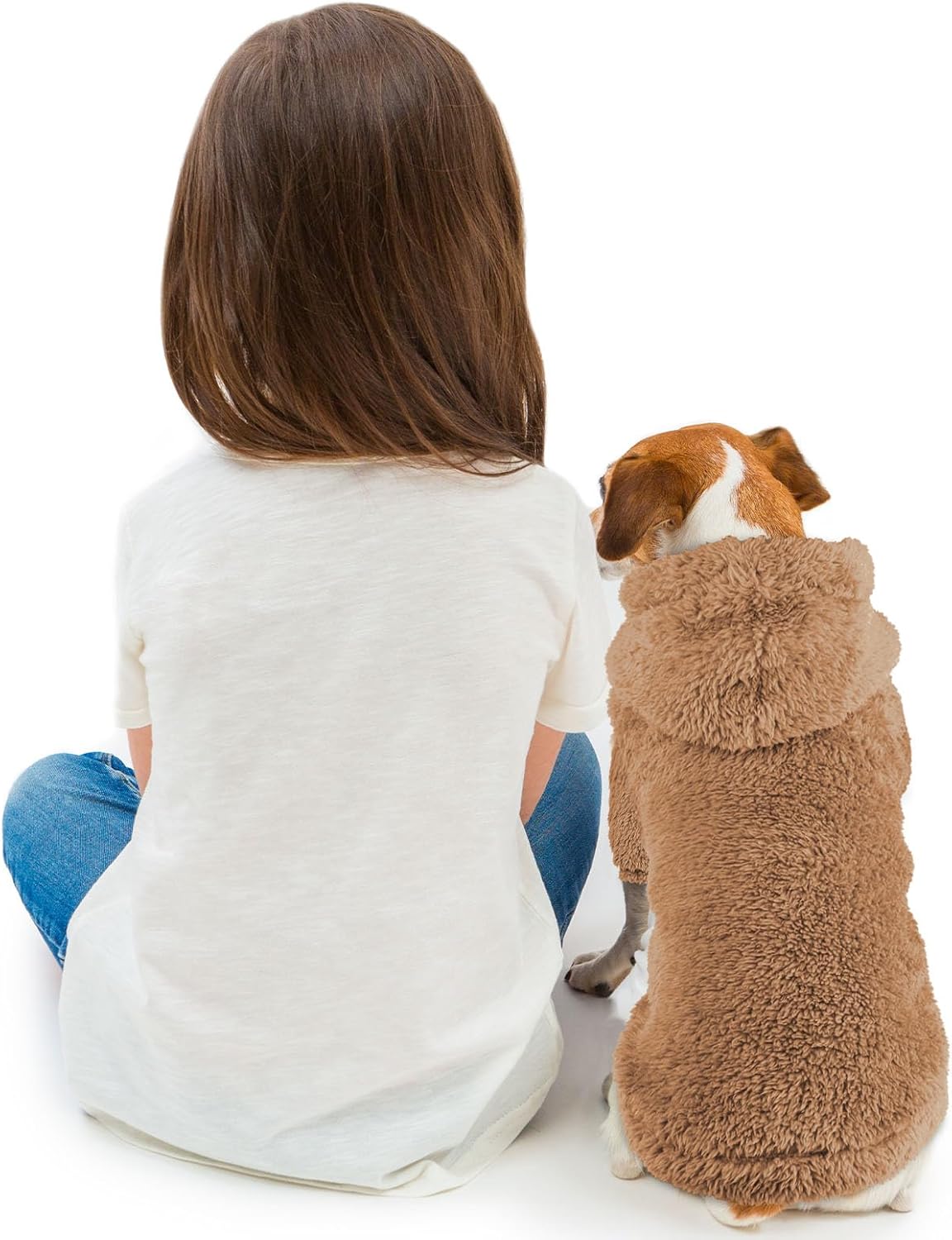 Fuzzy Dog Hoodie Dog Sweaters for Small Dogs Soft Double-Sided Plush Fleece Pet Sweater Pet Clothes