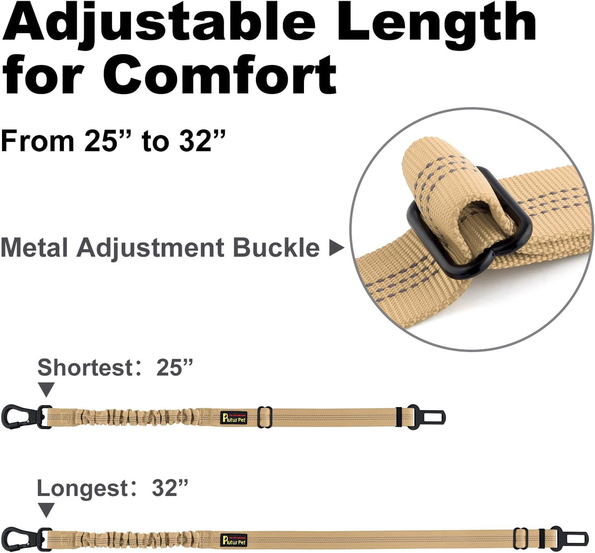 Plutus Pet Dog Seat Belt for Car, Adjustable Dog Car Harness with Carabiner Clip, Reflective Safety