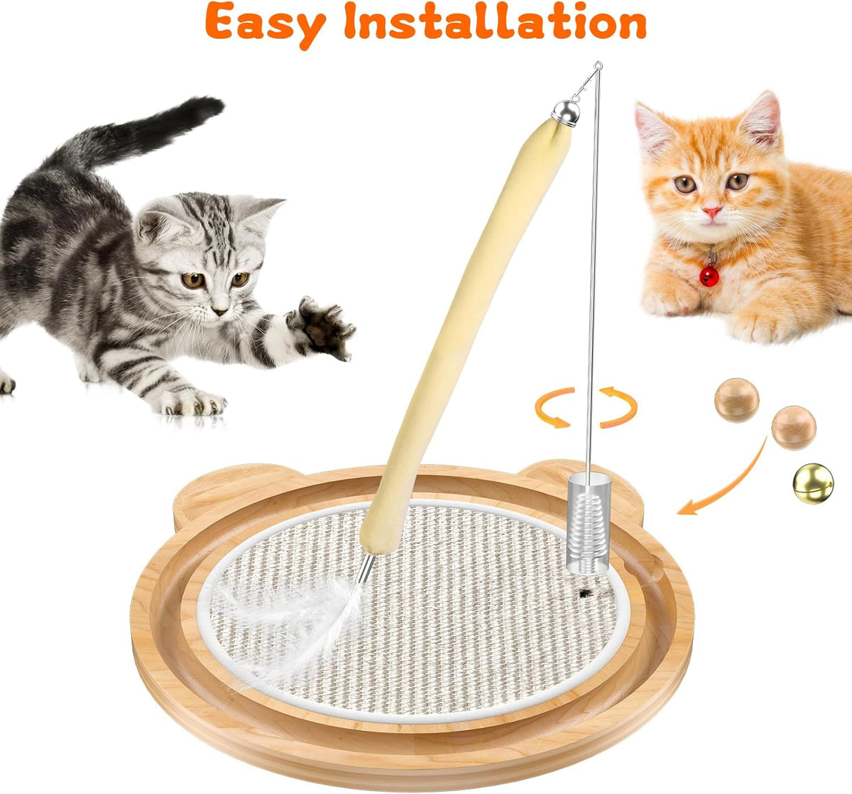 3-in-1 Cat Toys, Scratcher, Toys for Indoor Cats, Natural Sisal Scratching Board, Kitten