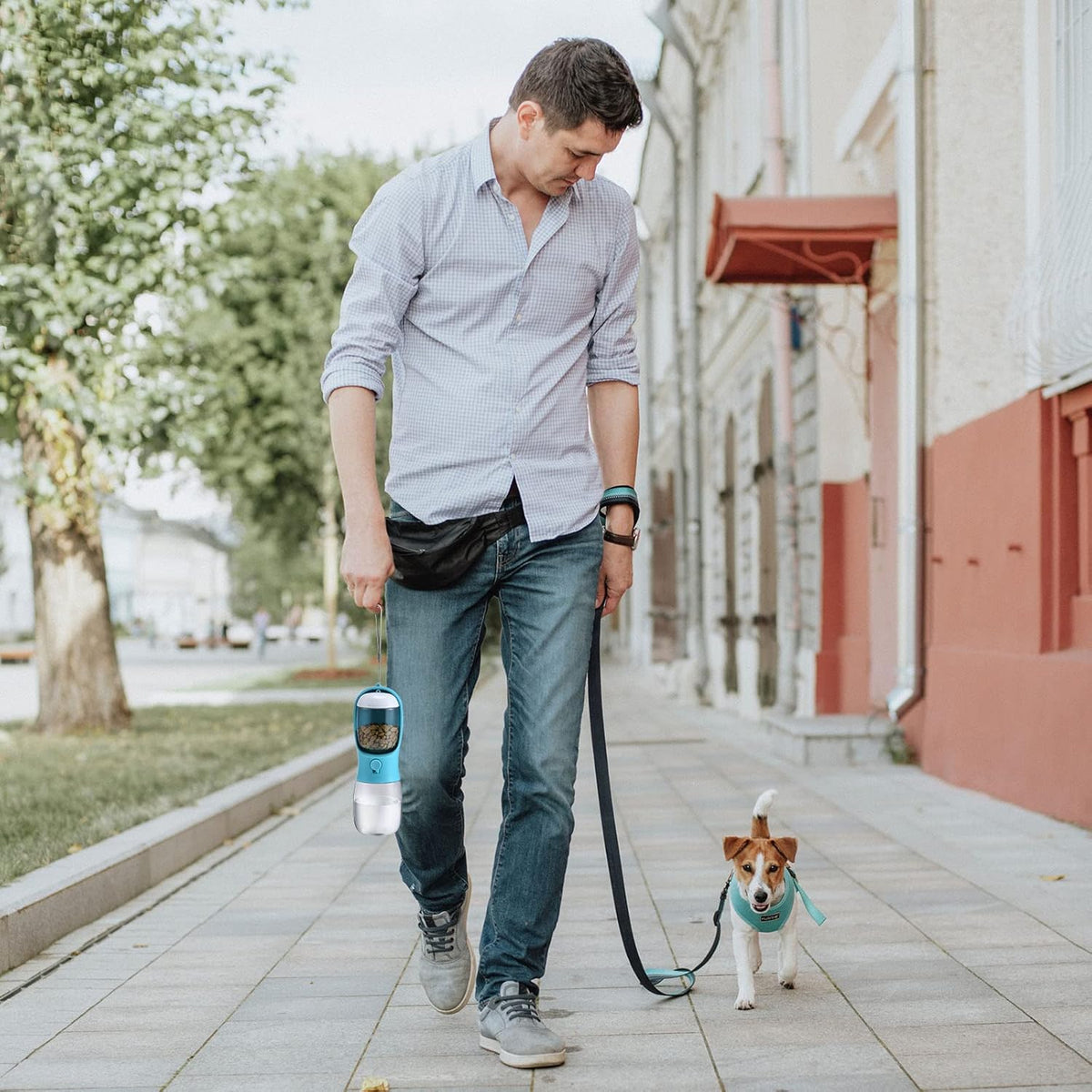 Dog Water Bottle with Food Container, Travel Puppy Water Bowl, Portable Pet Dispenser, Dog Stuff