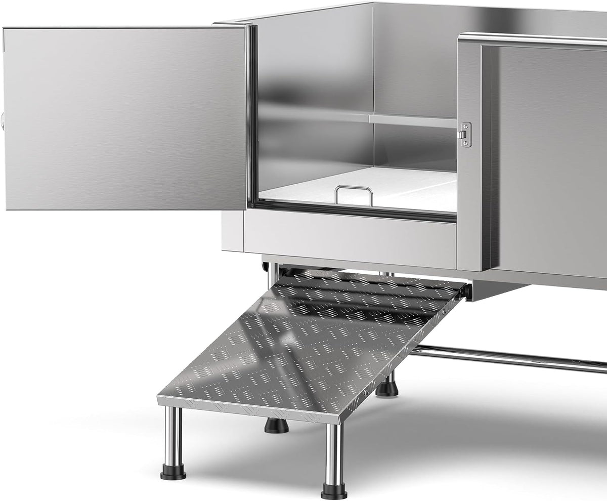 Flying Pig 62" Stainless Steel Pet Dog Grooming Bath Tub with Walk-in Ramp & Accessories (Left