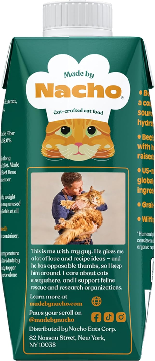 Made by Nacho Bone Broth Cat Food Topper for Hydration and Picky Eaters - Add Protein and Flavor to