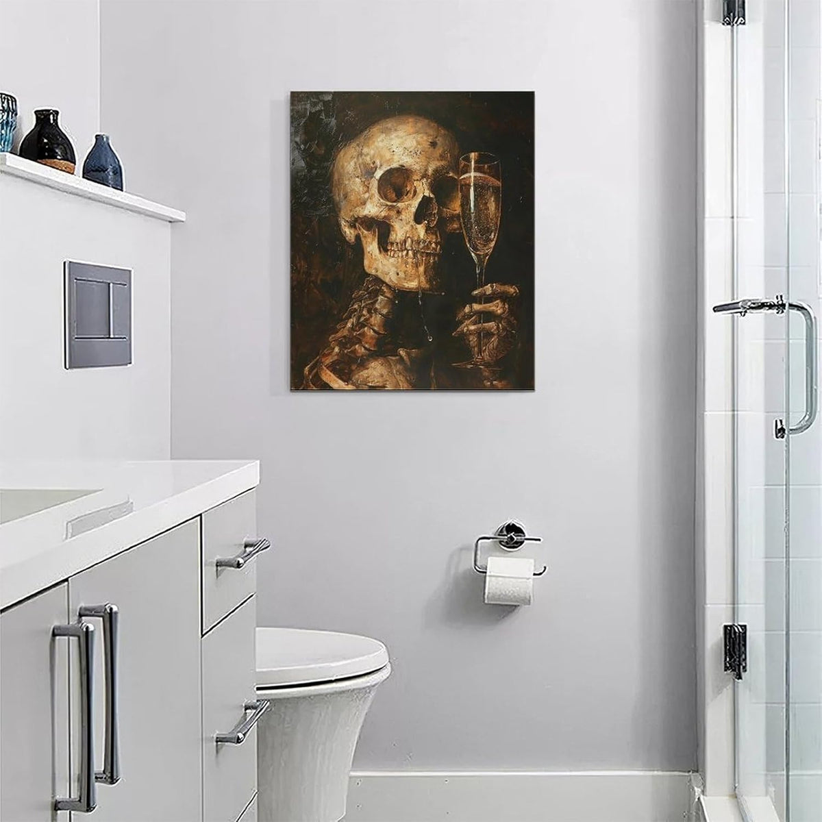 Quorin Gothic Skeleton Wall Art Goth Skull Champagne Wall Decor Dark Academia Pictures Horror