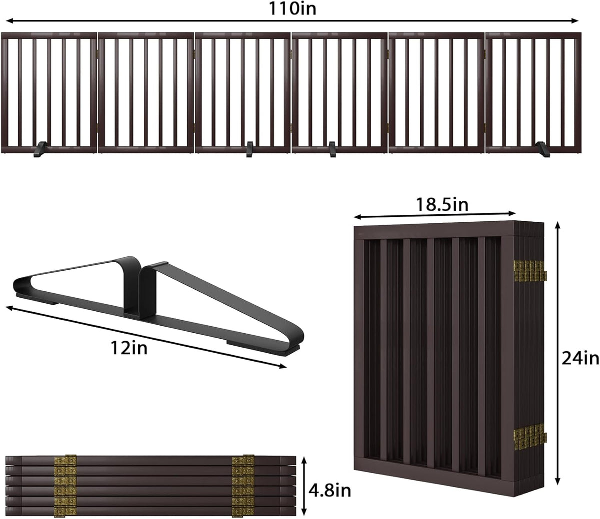 Freestanding Pet Gate 55-110" Extre Wide, Foldable Dog Gate for The Doorways House, Pet Gates for