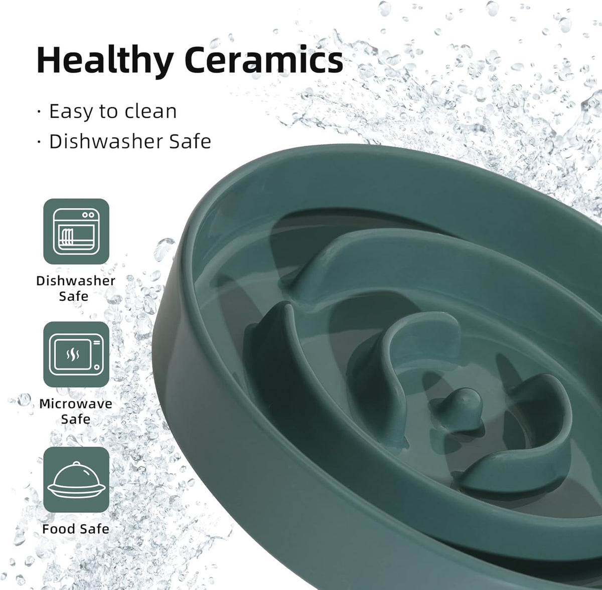 8.2inch Ceramic Slow Feeder Dog Bowl for Medium and Large Breed, Puzzle Dog Food Dish
