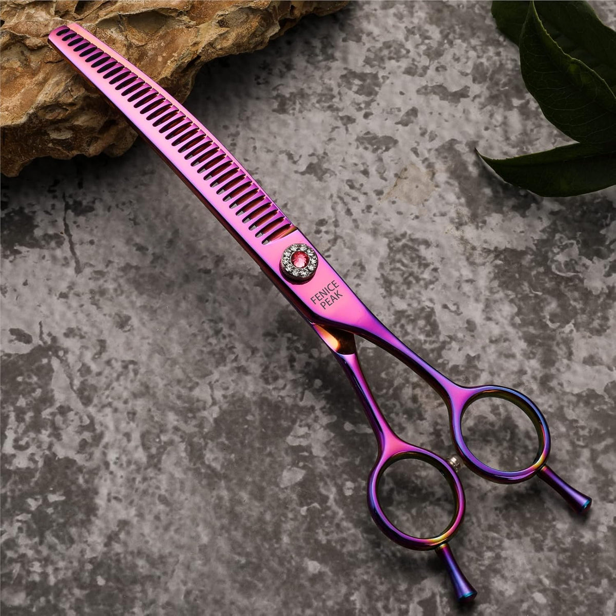Fenice Peak Professional Dog Grooming Scissors Pet Curved Chunker Shears 7.0'' Extremely Sharp