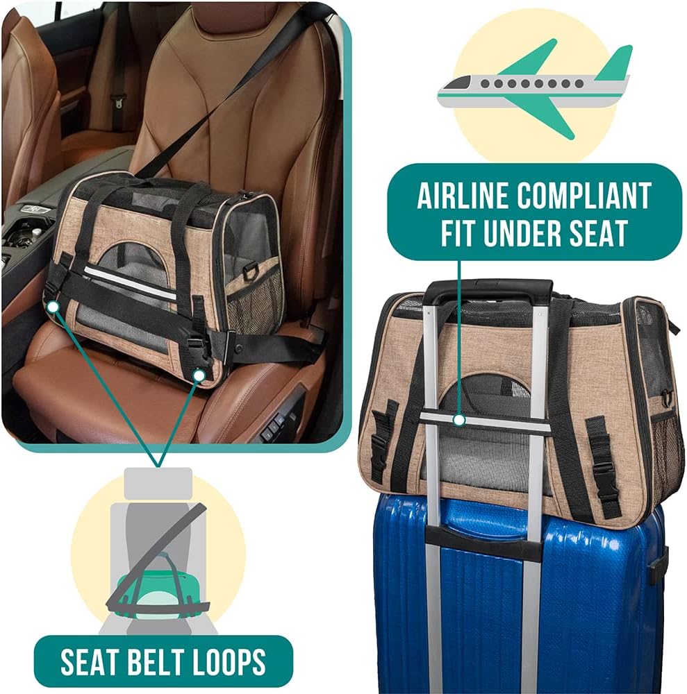 PetAmi Airline Approved Pet Carrier for Cat, Soft Sided Dog Carrier for Small Dog, Cat Travel