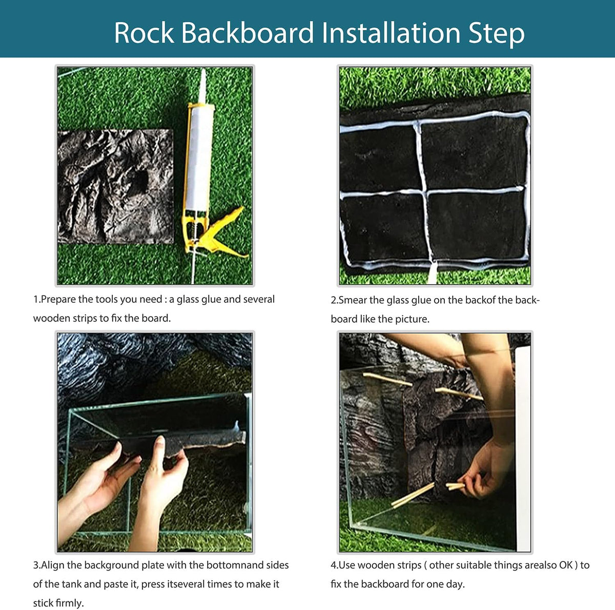 4pcs Rock Terrarium Background,3D Reptile Tank Background Board,Amphibian Stereo Backdrop
