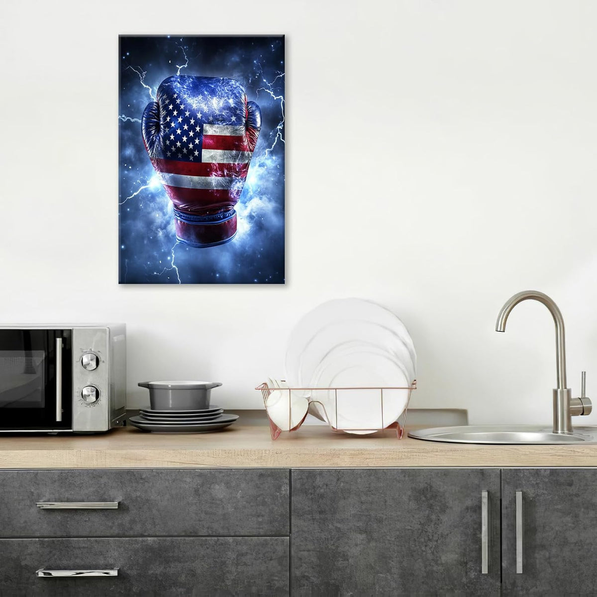 Sports Boxing Wall Art Canvas American Flag Wall Decor Prints Framed Painting Pictures Gifts
