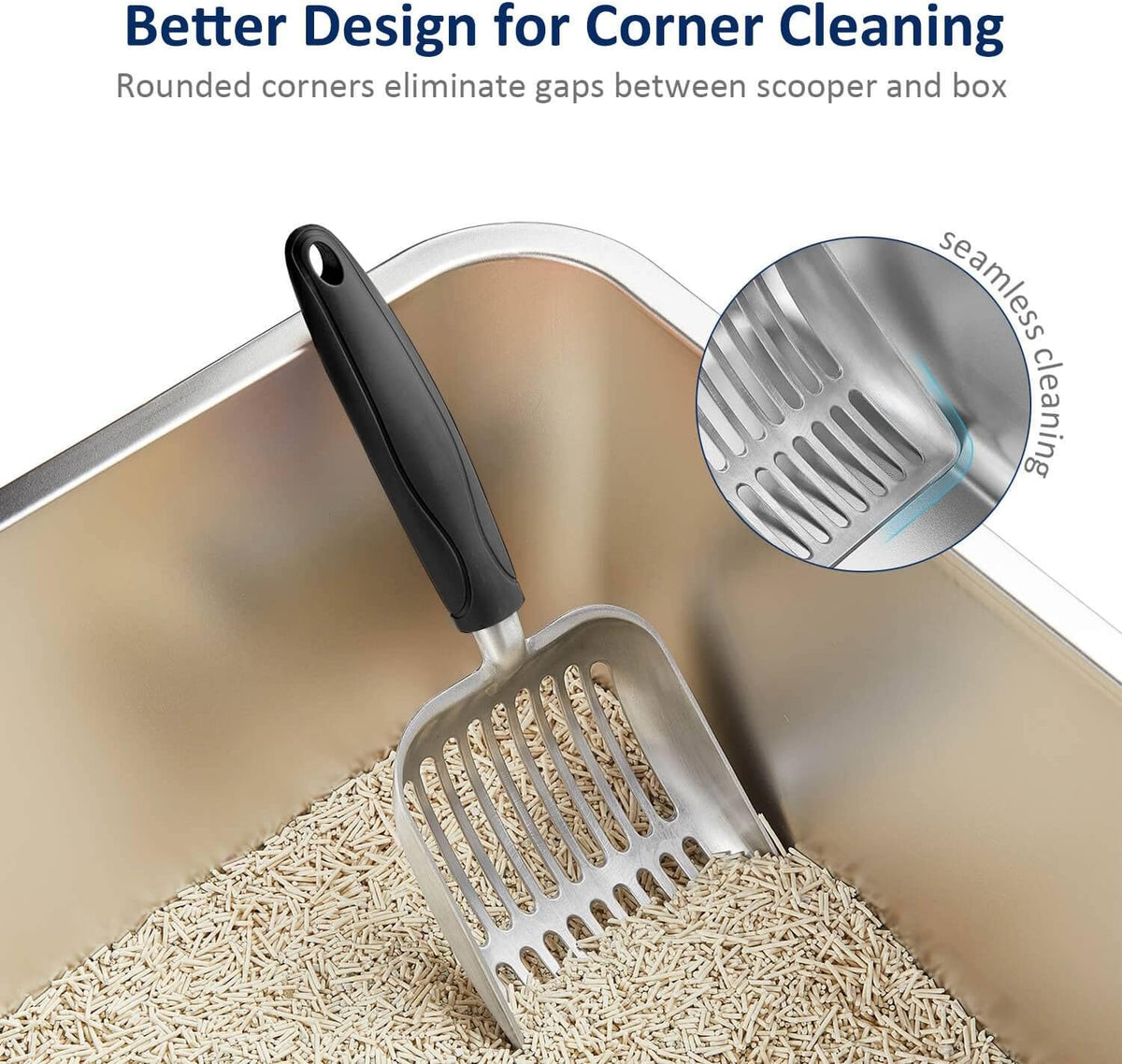 WePet Cat Litter Scoop, Aluminum Alloy Sifter, Kitty Metal Scooper, Deep Shovel, Long Handle, Poop