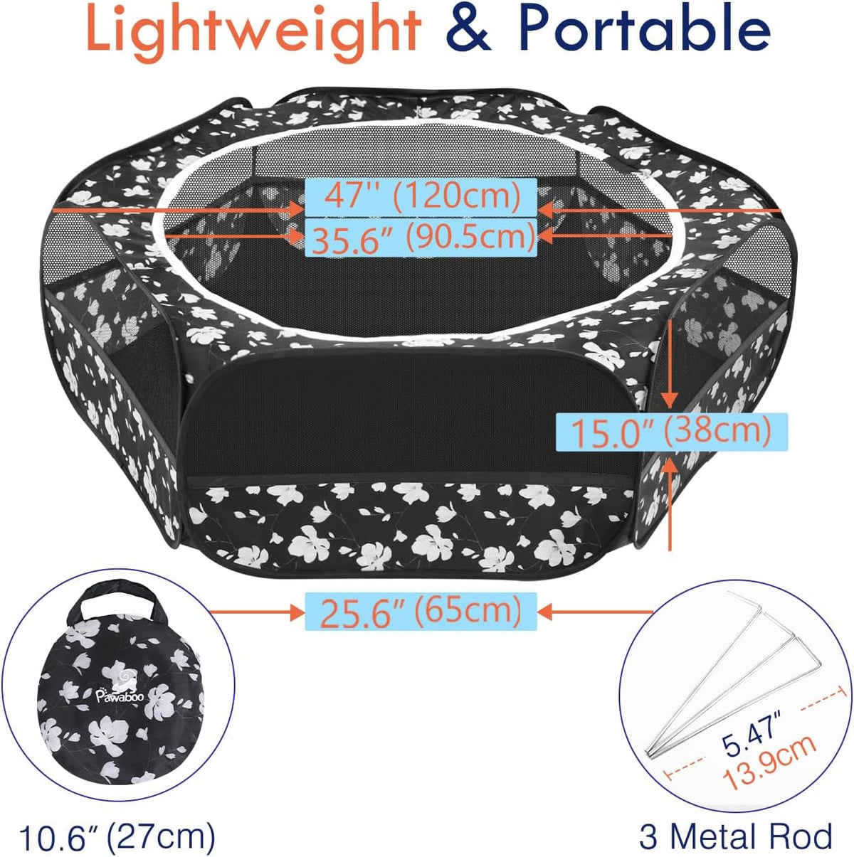 Pawaboo Small Animals Playpen, Waterproof Small Pet Cage Tent with Zippered Cover, Portable Outdoor