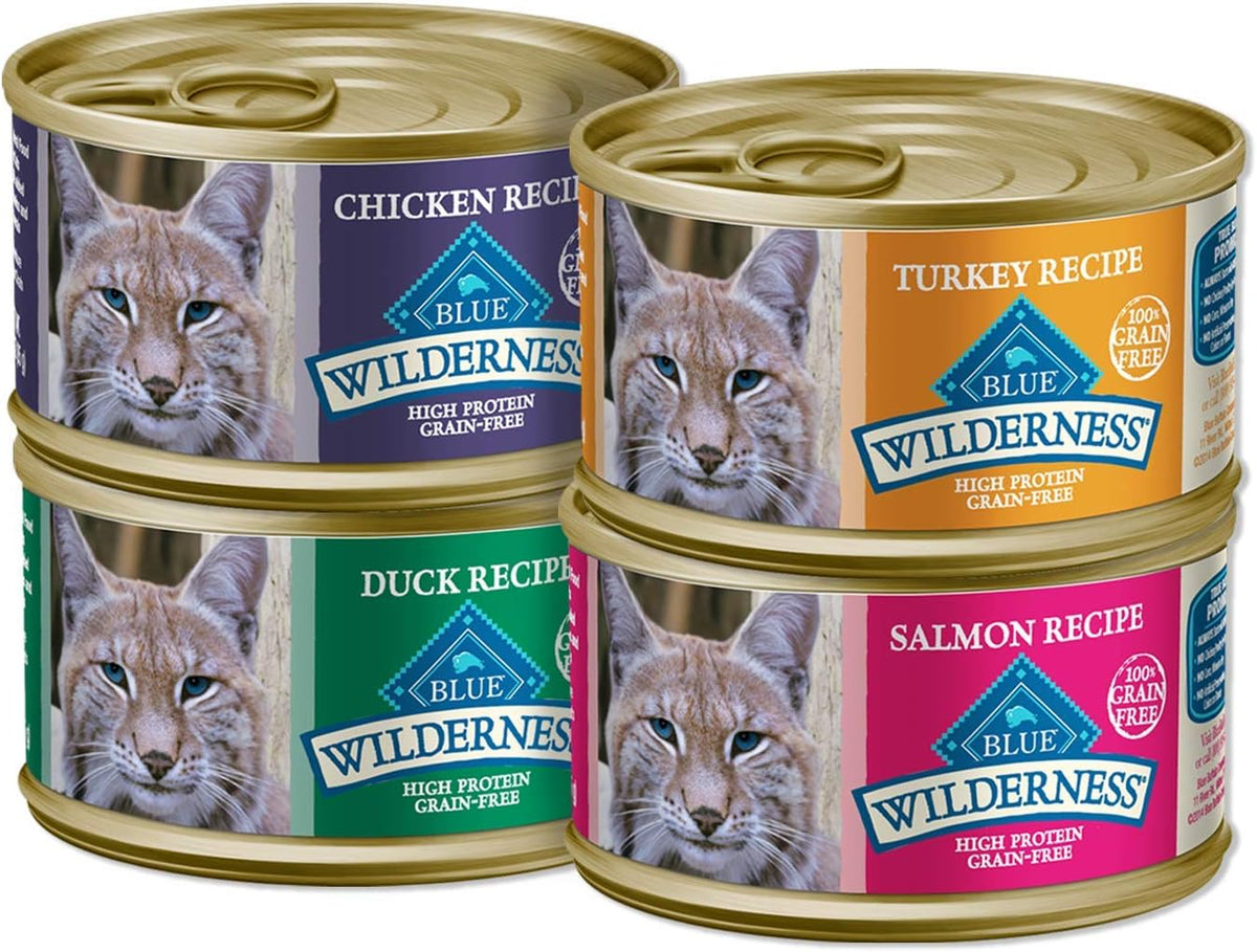 Blue Buffalo Wilderness High Protein Grain Free, Natural Adult Pate Wet Cat Food Variety Pack