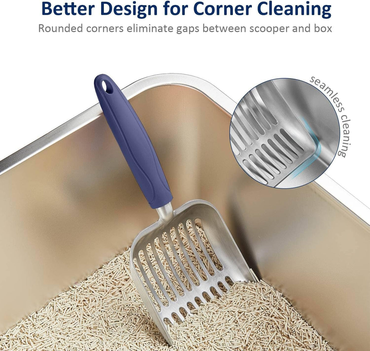 WePet Cat Litter Scoop, Aluminum Alloy Sifter, Kitty Metal Scooper, Deep Shovel, Long Handle, Poop