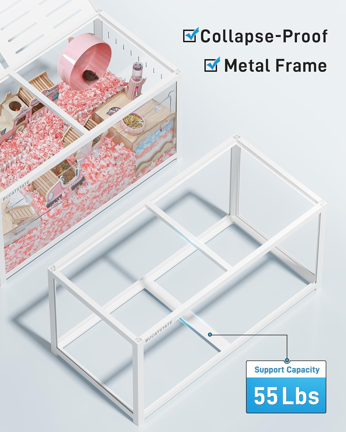 BUCATSTATE Hamster Cage 3.0: Metal Large Rat Cage Stackable with Top Access Easy Assemble 39.3L x