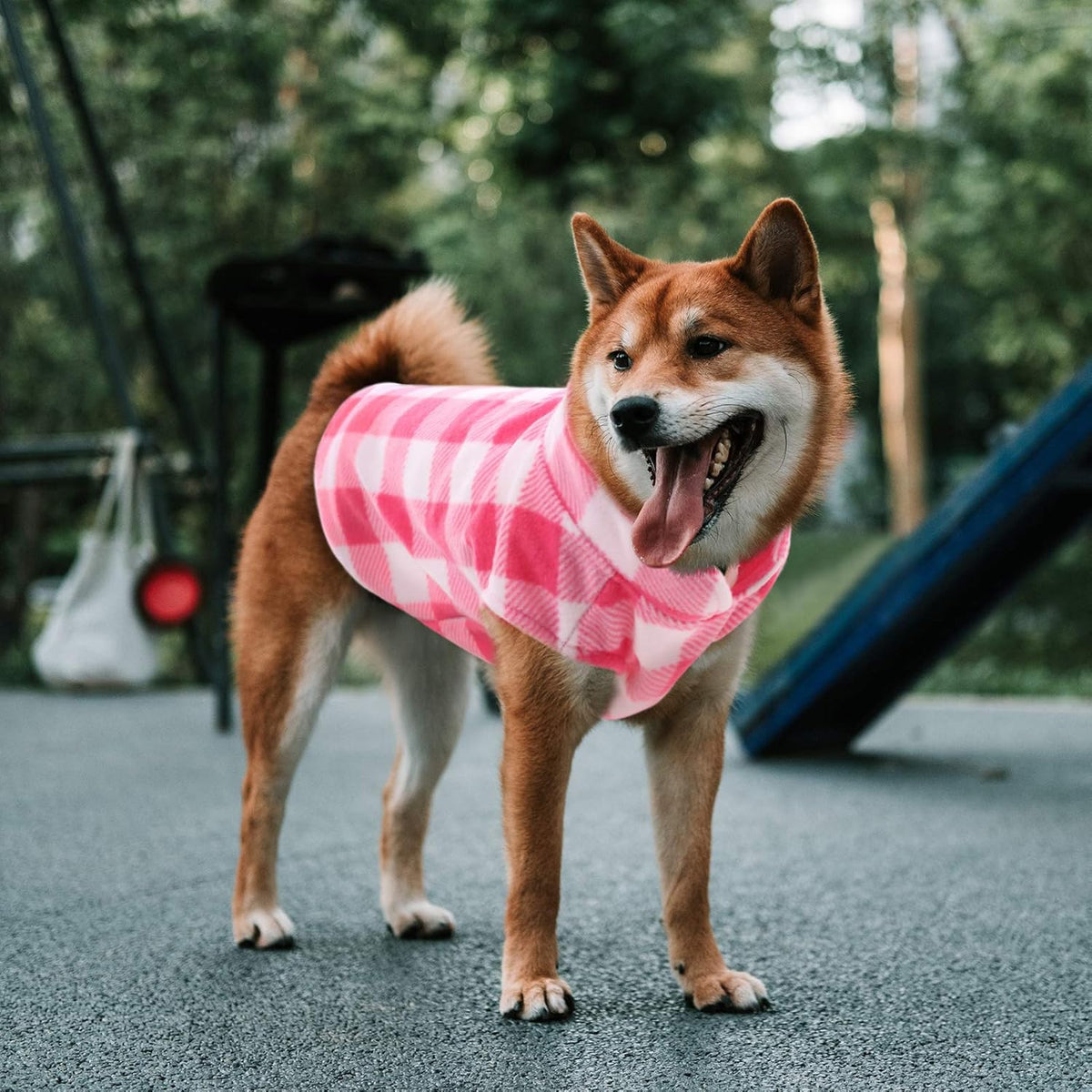 ASENKU Dog Sweater, Plaid Dogs Fleece Vest, Soft Comfortable Pet Pajamas, Warm Winter Puppy Shirt