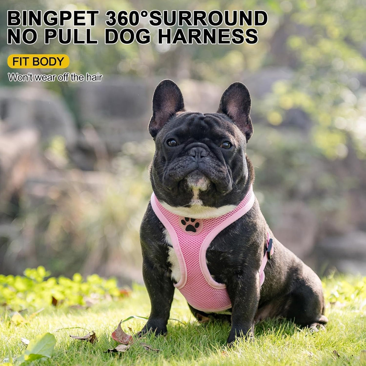 BINGPET No Pull Dog Harness,Soft Mesh Breathable All Weather Vest Harness,Safety Protection Design