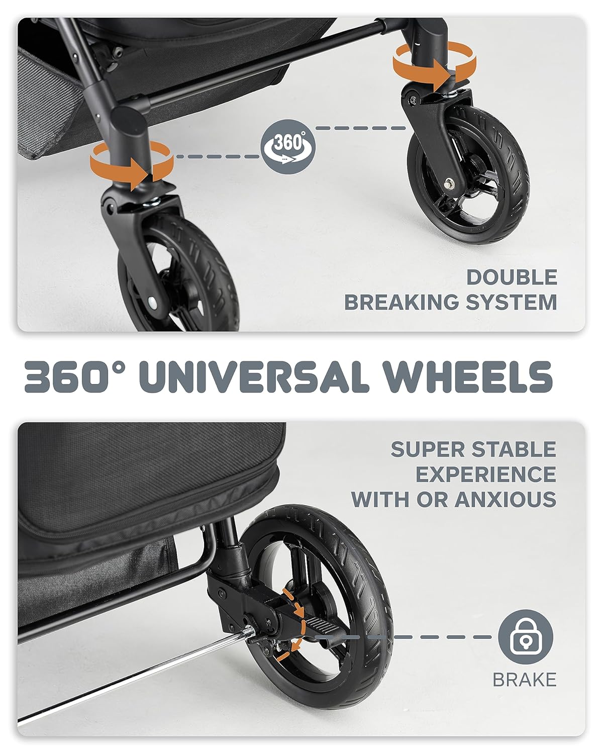 Medium Dog Stroller for Large Dogs, pet Stroller for Medium Dogs Up to 66lbs, All-Terrain with