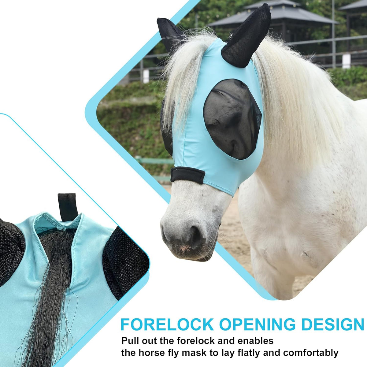 Stretchy Horse Fly Mask for Horses, Soft Lycra Equine Mesh Mask, Elasticity Horse Face Covering