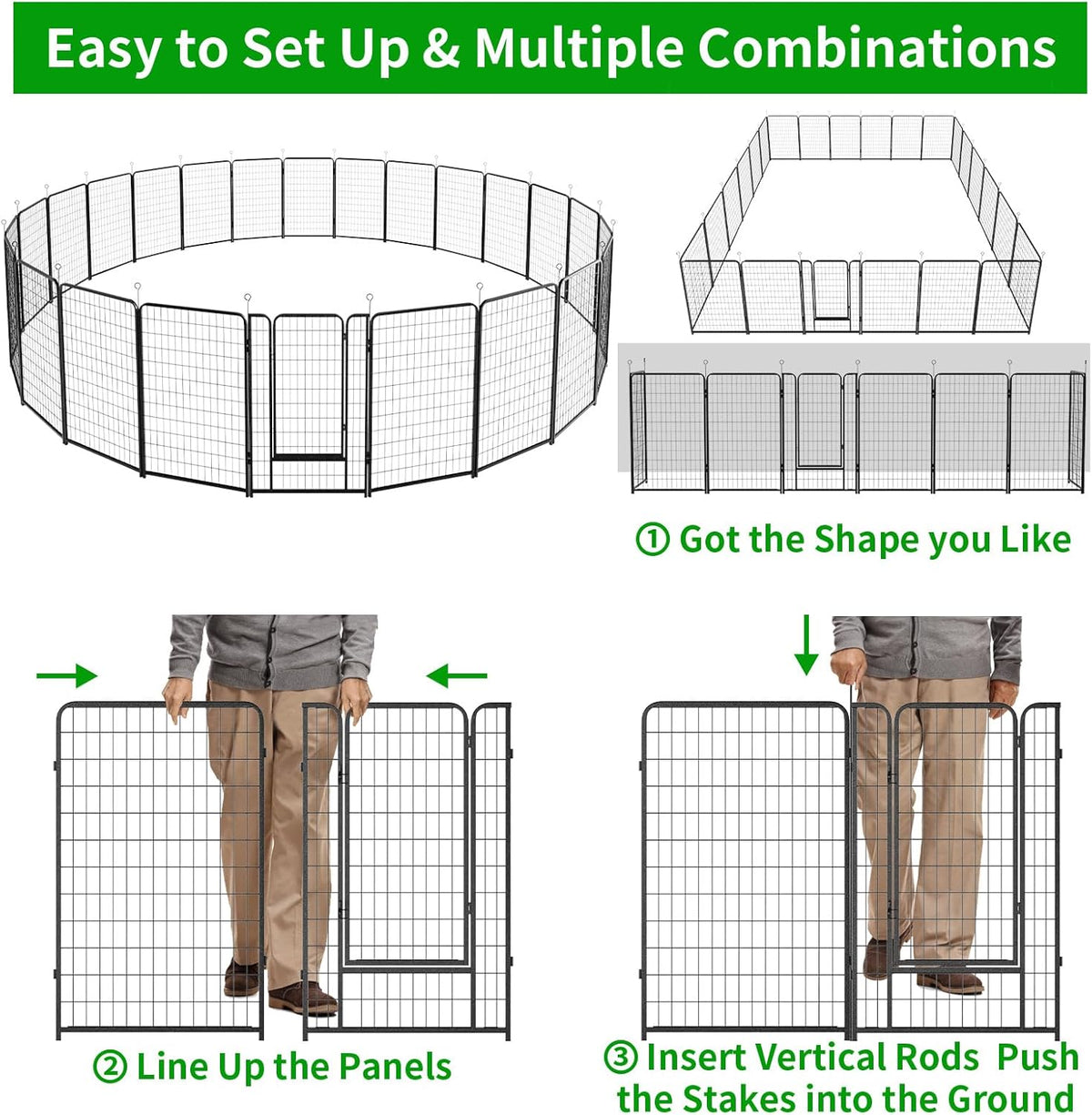 Dog Playpen Outdoor Extra Wide 24 Panels Heavy Duty Dog Fence 50" Height Anti-Rust with Doors