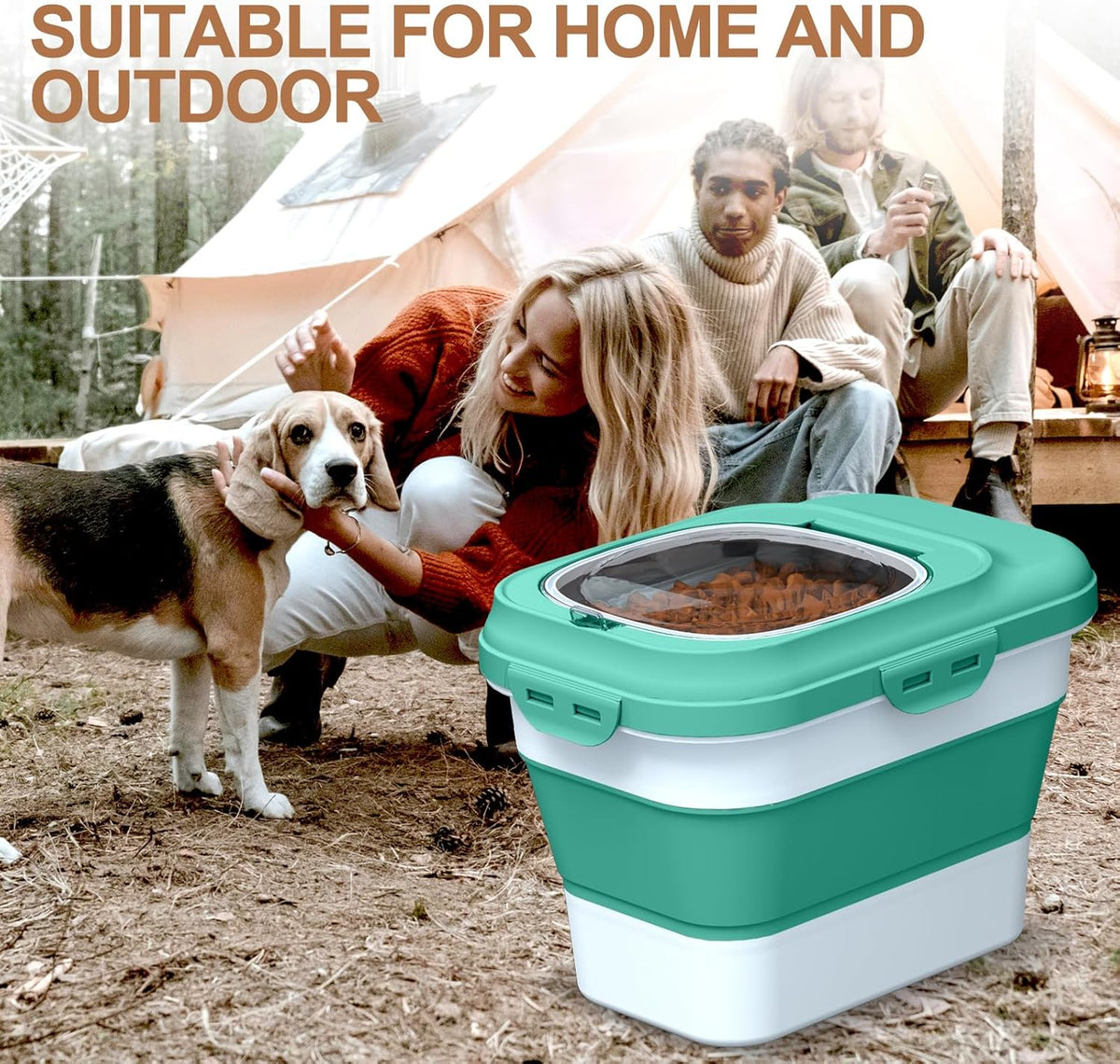Dog Food Storage Container, 10lb to 13lb Collapsible Dog Cat Food Containers with Airtight Clear