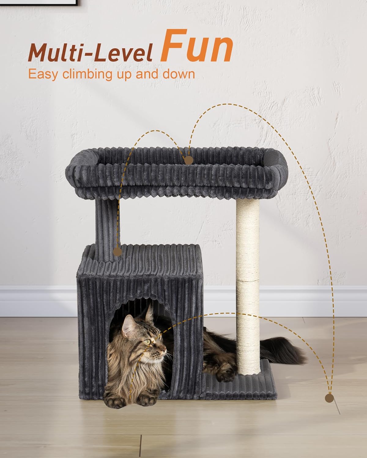 Cat Tree for Large Cat, 22.8” Cat Tower with Scratching Post, 20.9 * 15.7in Perch Bed for Adult