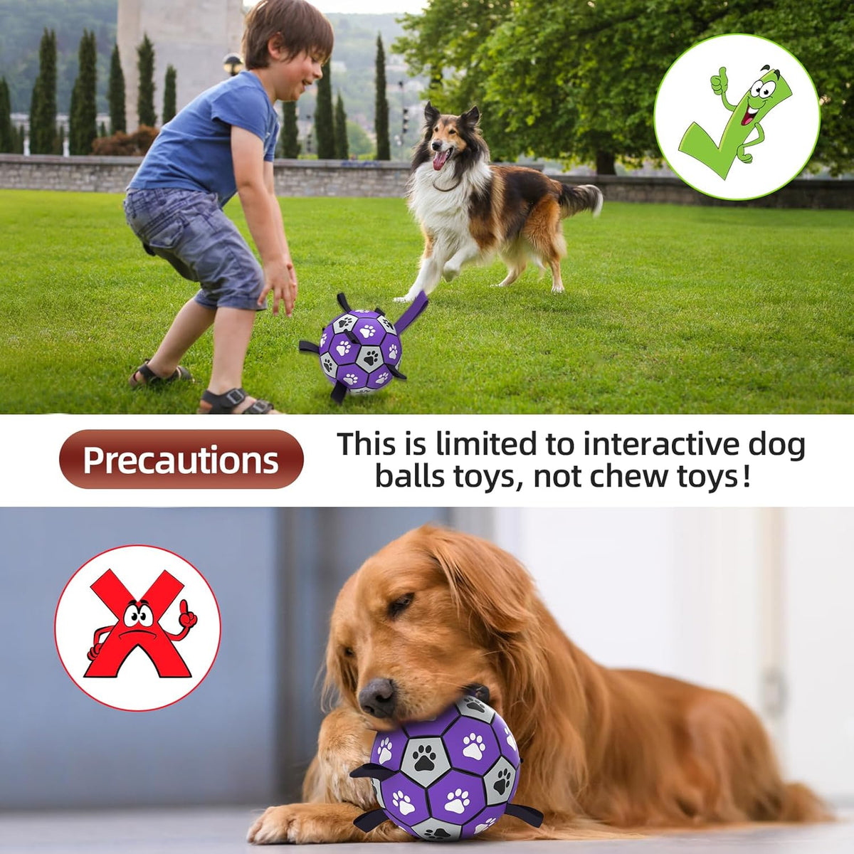QDAN Dog Toys Soccer Ball with Straps - Dog Water Toy, Puppy Birthday Gifts, Durable Dog Balls for