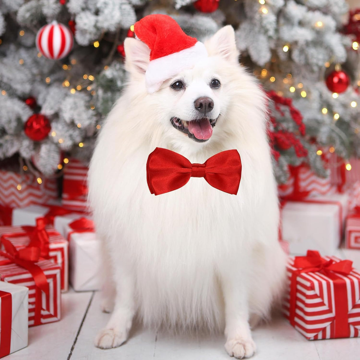 KOOMOX Red Bow for Dog, Adjustable Dog Bow Tie Collar for Medium and Large Dogs Cats Pets Wedding
