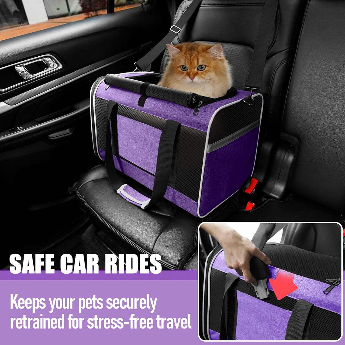 Pet Carrier for Large Cat 20 lbs+ / Soft Sided Small Dog 12 Pounds Travel Crate Top